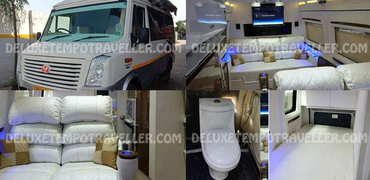 5 seater mini caravan coach with sofa bed seating with toilet hire in india