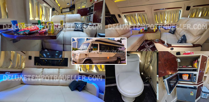 8 seater luxury caravan vanity van hire in delhi with toilet 